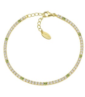 Bracciale Amen - Tennis Dorato Zirconi Bianchi e Verde Oliva BT7GOLB16