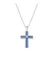 Collana con Croce di Zirconi Blu Baguette e Bianchi CLCRABBBLZ - Amen