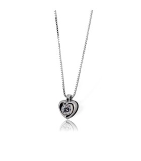 Collana Donna in Oro Bianco Punto Luce Cuore con Diamante ct. 0,05 CLK0047B05 - Bibigi