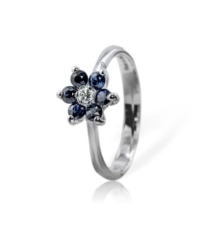 Anello Davite&Delucchi - Donna Fiore Zaffiri e Diamante AA 031707 ZF1