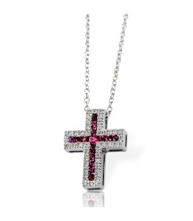 Collana Davite&Delucchi - Croce Oro Diamanti e Rubini CLN011919 RB