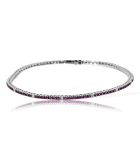 Bracciale Tennis in Oro Bianco con Rubini ct. 0,85 e Diamanti ct. 0,11 G SI BR 002287 / RB - Davite&Delucchi