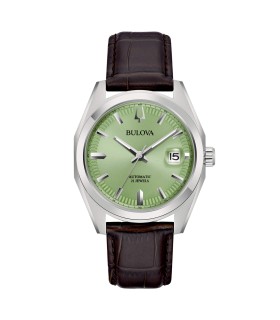 Orologio Bulova - Uomo Surveyor Automatico in Pelle Quadrante Verde 96B427