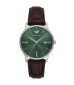 Orologio Emporio Armani Uomo Minimalist In Pelle Marrone Quadrante Verde AR11672 - Emporio Armani