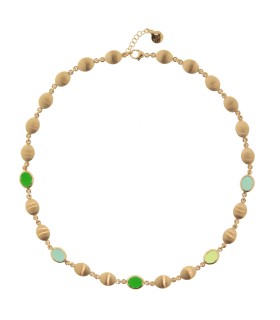 Collana Aquaforte Donna Mignon Con Saponette Satinate e Pietre Ovali Verde H4185021 - Aquaforte