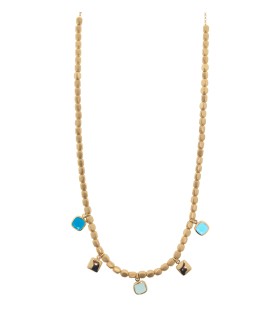 Collana Aquaforte Mignon Con Elementi a Dado e Charm di Saponette Lucide e Pietre Quadre Blu H4185033 - Aquaforte