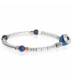 Bracciale in Argento 925, con Agata Blu e Chiusura Macramè con Bottone MA37 - Gerba